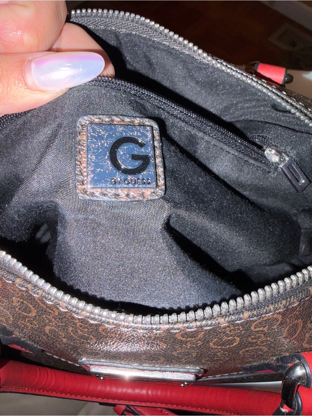 G by Guess Brown Satchel with Red Trim and Handles - Picture 8 of 8
